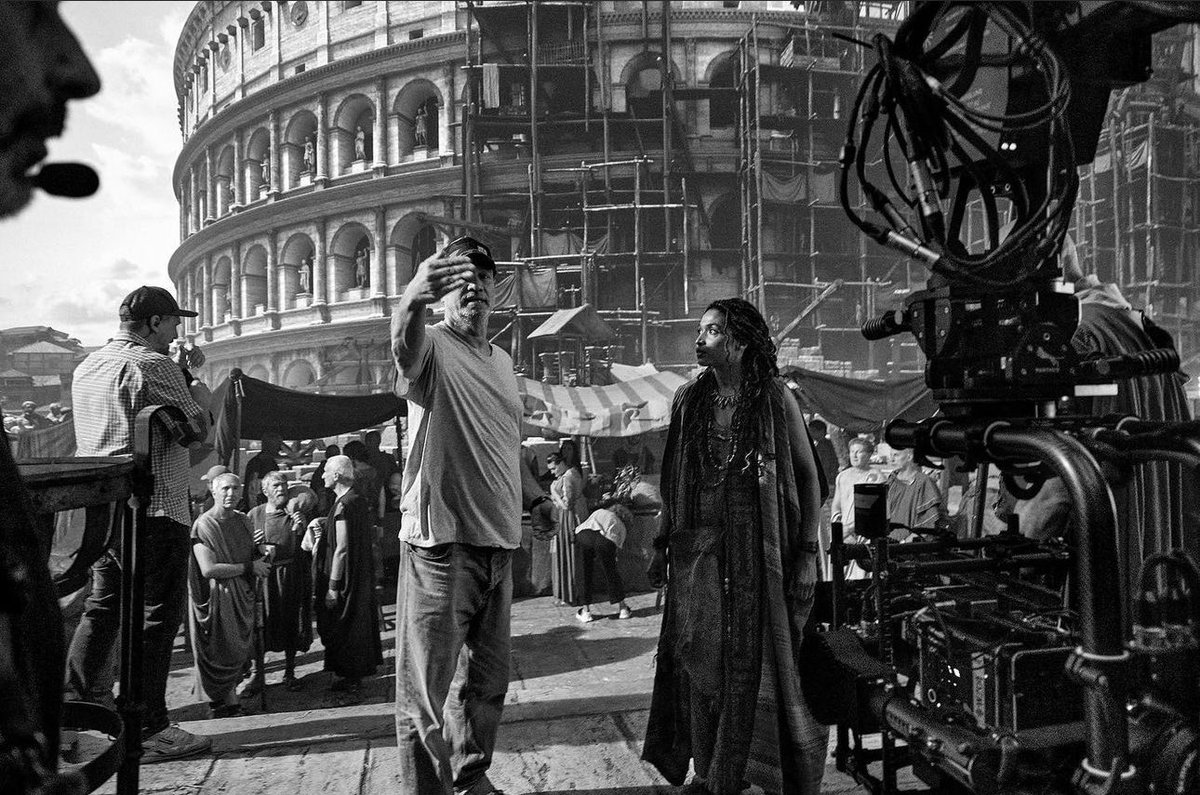 rolandemmerich's tweet photo. On set directing THOSE ABOUT TO DIE. Let the games begin July 19! #ThoseAboutToDie ⚔️ https://t.co/sxJ7ioDL3R