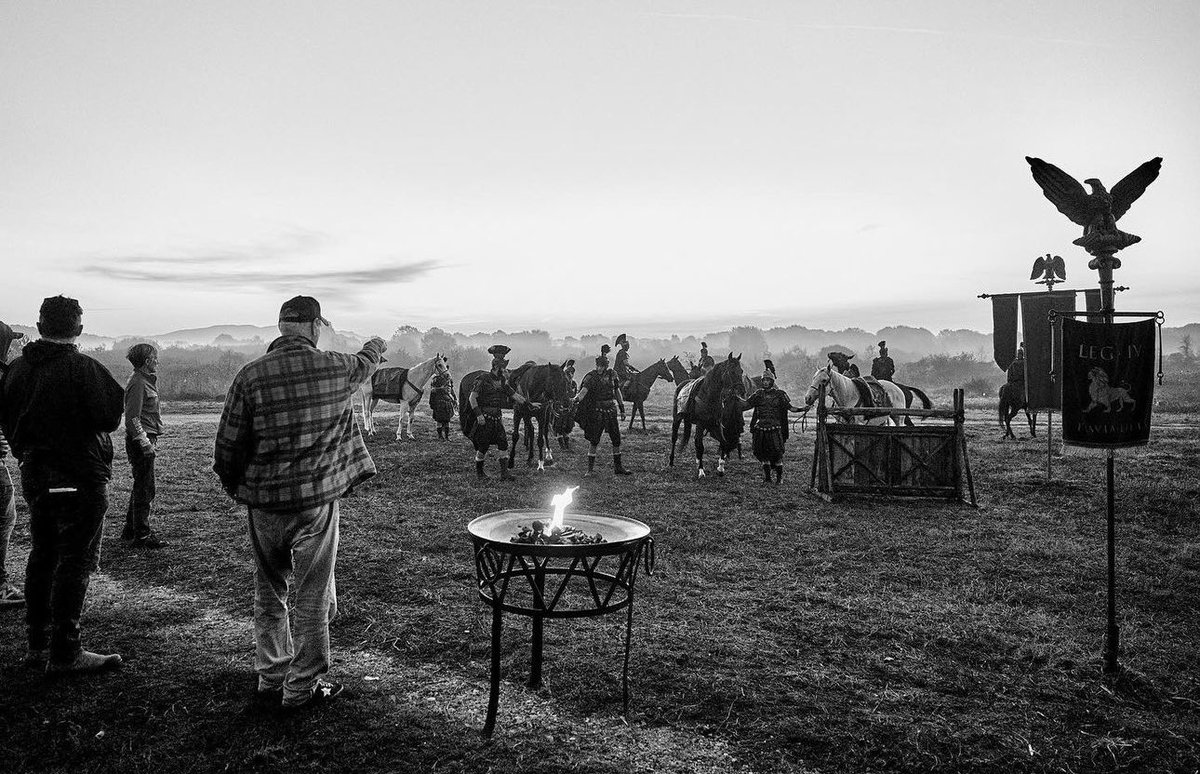 rolandemmerich's tweet photo. On set directing THOSE ABOUT TO DIE. Let the games begin July 19! #ThoseAboutToDie ⚔️ https://t.co/sxJ7ioDL3R