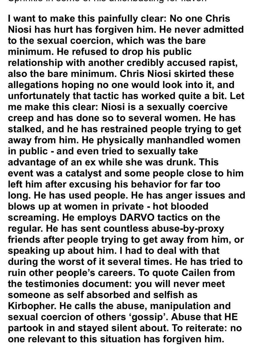 kfhmtimely's tweet photo. // TW: sexual assault, SA

Moze's EN VA, Chris Niosi, has admitted to abuse sexually of colleagues and tried to take advantage of an ex while she was drunk.

Don't shut up about this, make it reach HoyoVerse and hopefully - they will replace this scumbag. https://t.co/emJWIvGCIW