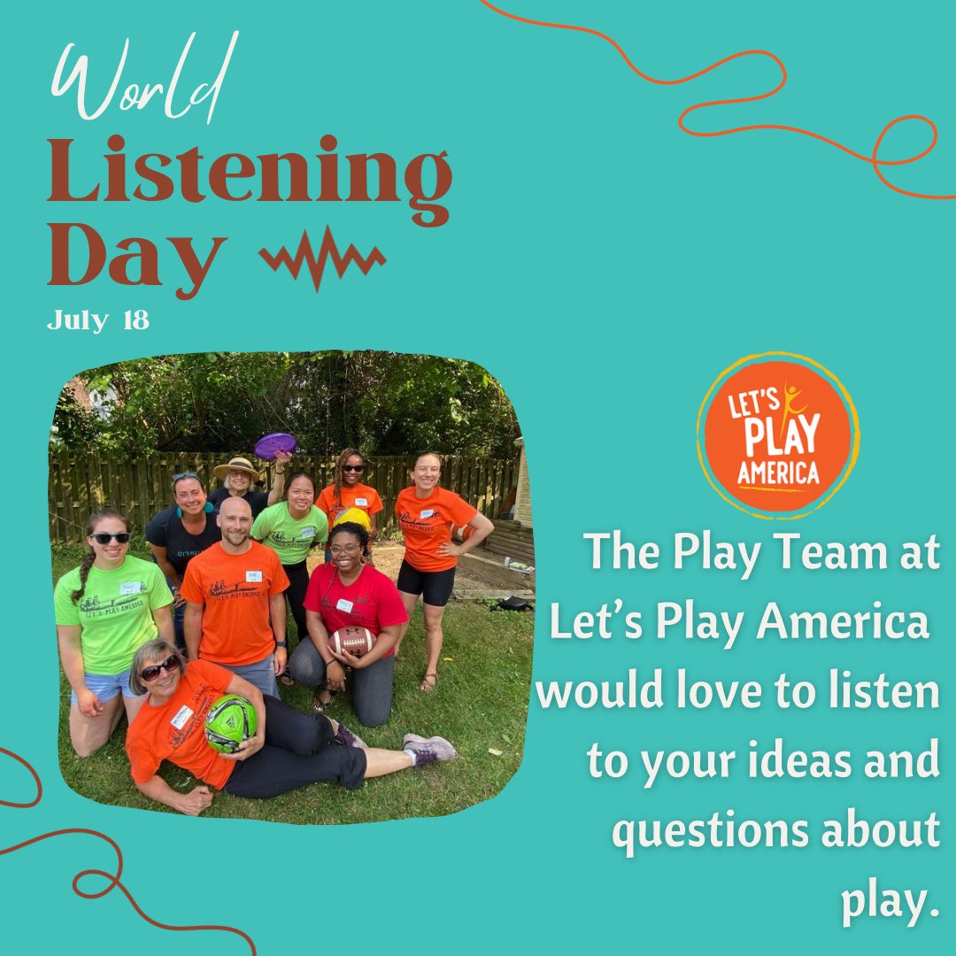 Let's Play America (@america_plays) on Twitter photo 🌍 Happy World Listening Day! 🎧 The Play Team at Let’s Play America is eager to hear your thoughts and questions about play. Share your ideas with us in the comments or drop us an email at info@letsplayamerica.org. 🌟 #WorldListeningDay #playideas #letsplayamerica 🌍 Happy World Listening Day! 🎧 The Play Team at Let’s Play America is eager to hear your thoughts and questions about play. Share your ideas with us in the comments or drop us an email at info@letsplayamerica.org. 🌟 #WorldListeningDay #playideas #letsplayamerica