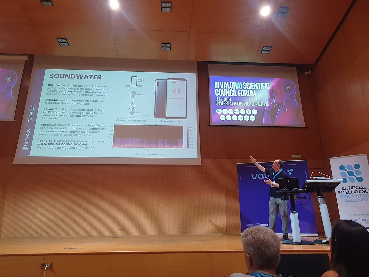 CrisBaixauliF's tweet photo. Equipo @dinapsis @CETAQUA en el III @Valgrai Scientific Council Forum:
@AnguianoFJ y @Guille_Mas   ponen en valor el modelo de @infoHIDRAQUA para la gestion eficiente y sostenible del #agua a traves  #IA 
@UPV https://t.co/Qv5r9PmCNy