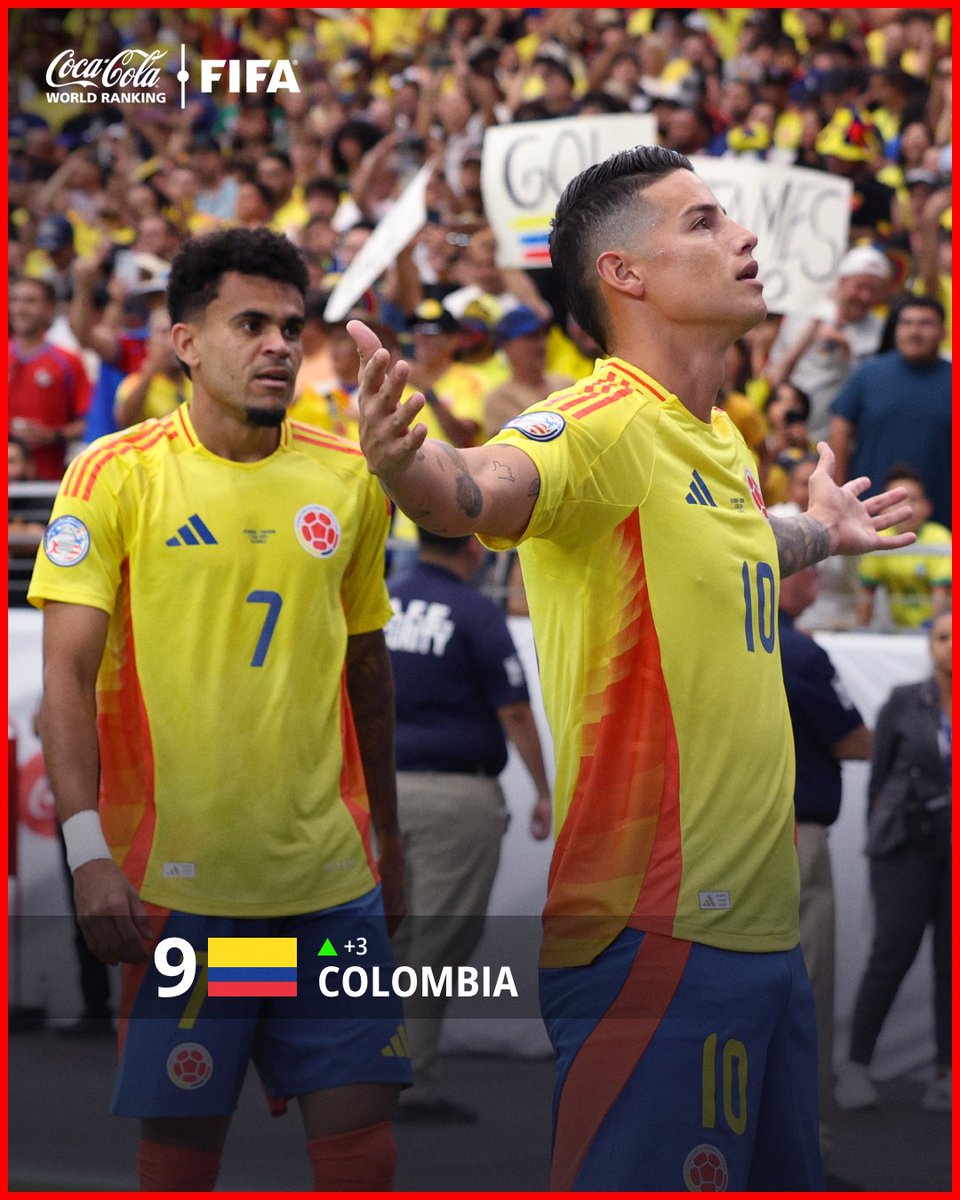 Copa Mundial FIFA 🏆 (@fifaworldcup_es) on Twitter photo Tras una histórica participación en la <a href="/CopaAmerica/">CONMEBOL Copa América™️</a>, la Selección Colombia 🇨🇴 entró al Top 10 del #FIFARanking. 🙌 Tras una histórica participación en la <a href="/CopaAmerica/">CONMEBOL Copa América™️</a>, la Selección Colombia 🇨🇴 entró al Top 10 del #FIFARanking. 🙌