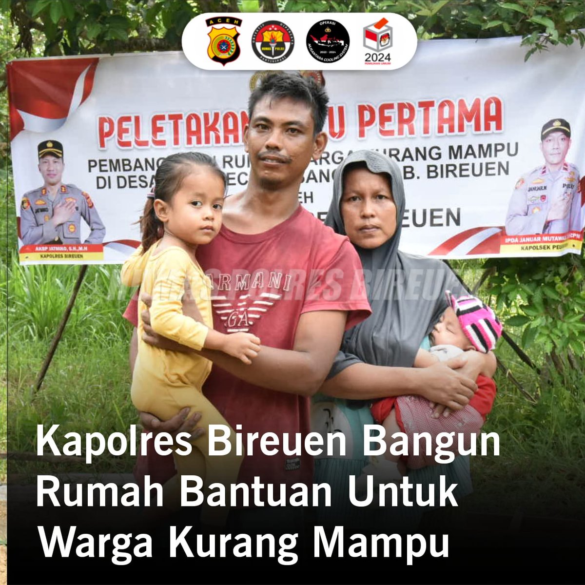 IsalWsw's tweet photo. Kapolres Bireuen membangun satu unit rumah bantuan untuk Warga kurang mampu Zulfan (30) Alamat Desa Bayu Kecamatan Peusangan

Bantuan rumah bantuan tersebut dimulai dengan peletakan batu pertama oleh Kapolres Bireuen AKBP Jatmiko, S.H., M.H. https://t.co/in2qHd9Reh