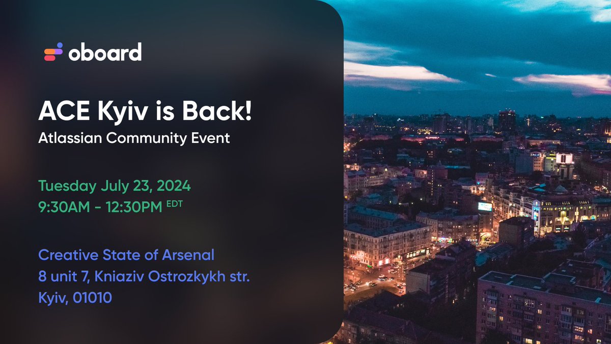 oboardio's tweet photo. We're happy to join as a co-sponsor for a new @Atlassian's ACE event in Kyiv!

Come and meet our team at one of the most long-awaited in-person events in Kyiv, Ukraine 💛💙

Grab your spot here: https://t.co/pL6x471URV

See you 😎
#atlassiancommunityevent https://t.co/PW1cqRvQ8D