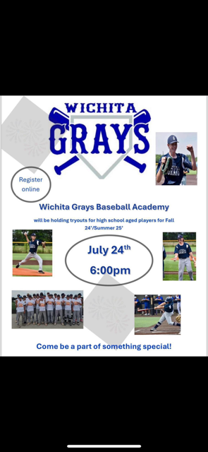 PIASWichitaKS's tweet photo. Tryout information for the Wichita Grays: https://t.co/Vtq7PzaY1F