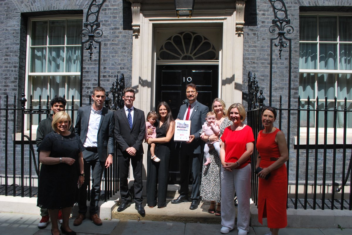 I took our campaign families, members and MPs to <a href="/10DowningStreet/">UK Prime Minister</a> today to hand in our petition to #MakeHealthEqual. 
Thank you to everyone who has signed so far and emailed their MP - it really works. Let's keep going! 
🖊️act.healthequals.org.uk/page/152177/ac…