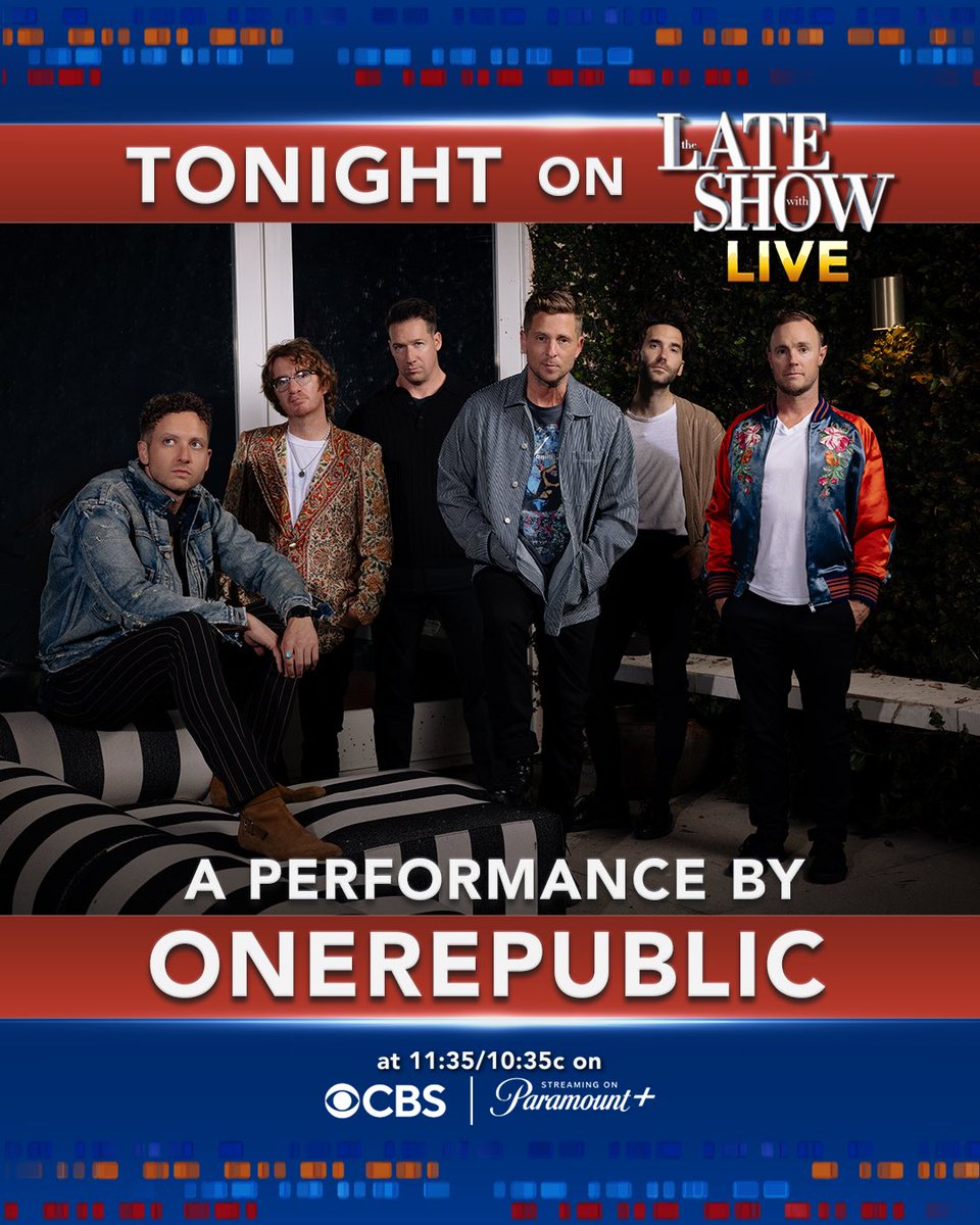 OneRepublic's tweet photo. We’re performing LIVE on @colbertlateshow tonight! See you there. ❤️‍🔥

@StephenAtHome #Colbert https://t.co/kck5HCwIHz