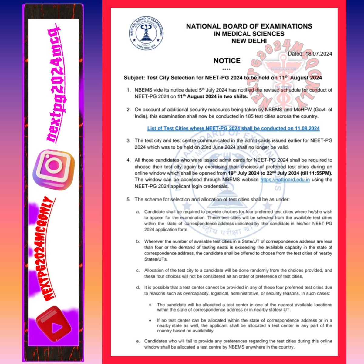 medcrux's tweet image. ‼️ATTENTION ‼️
NEET PG 2024 ADMIT CARD OUT...❓
#NEETPG2024 #fmge2024 
#nextpg #inicet2024 
#medico #neetpg
#medicine #MedTwitter #MedTwitter #MedX #Clinical #MedEd #Medical
#MedicalEducation