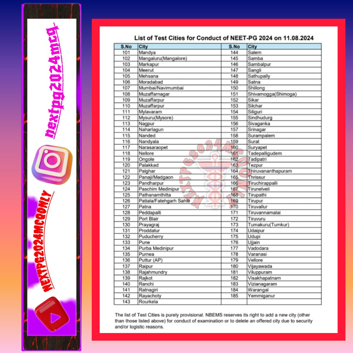 medcrux's tweet image. ‼️ATTENTION ‼️
NEET PG 2024 ADMIT CARD OUT...❓
#NEETPG2024 #fmge2024 
#nextpg #inicet2024 
#medico #neetpg
#medicine #MedTwitter #MedTwitter #MedX #Clinical #MedEd #Medical
#MedicalEducation