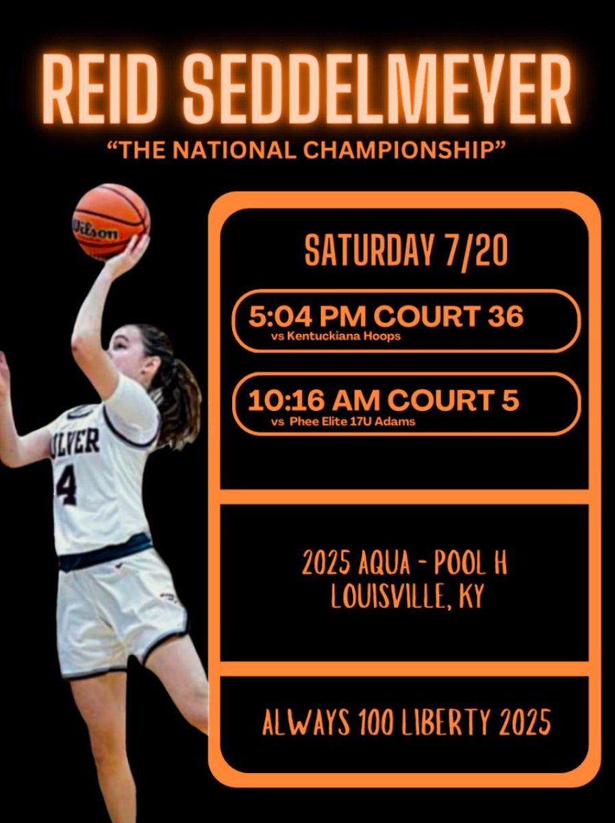 Schedule for this weekend at the National Championship in Louisville! Don’t miss the last chance to watch me and my team play!