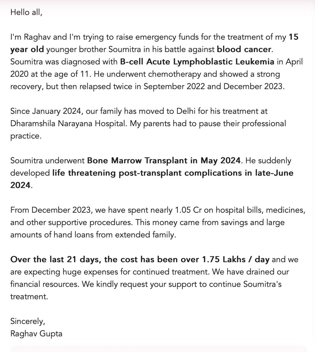 DhopteSaloni's tweet image. Hi everyone, please please take a moment and help out my best friend if you are able to 🙏🤍. milaap.org/fundraisers/su… RT for reach!