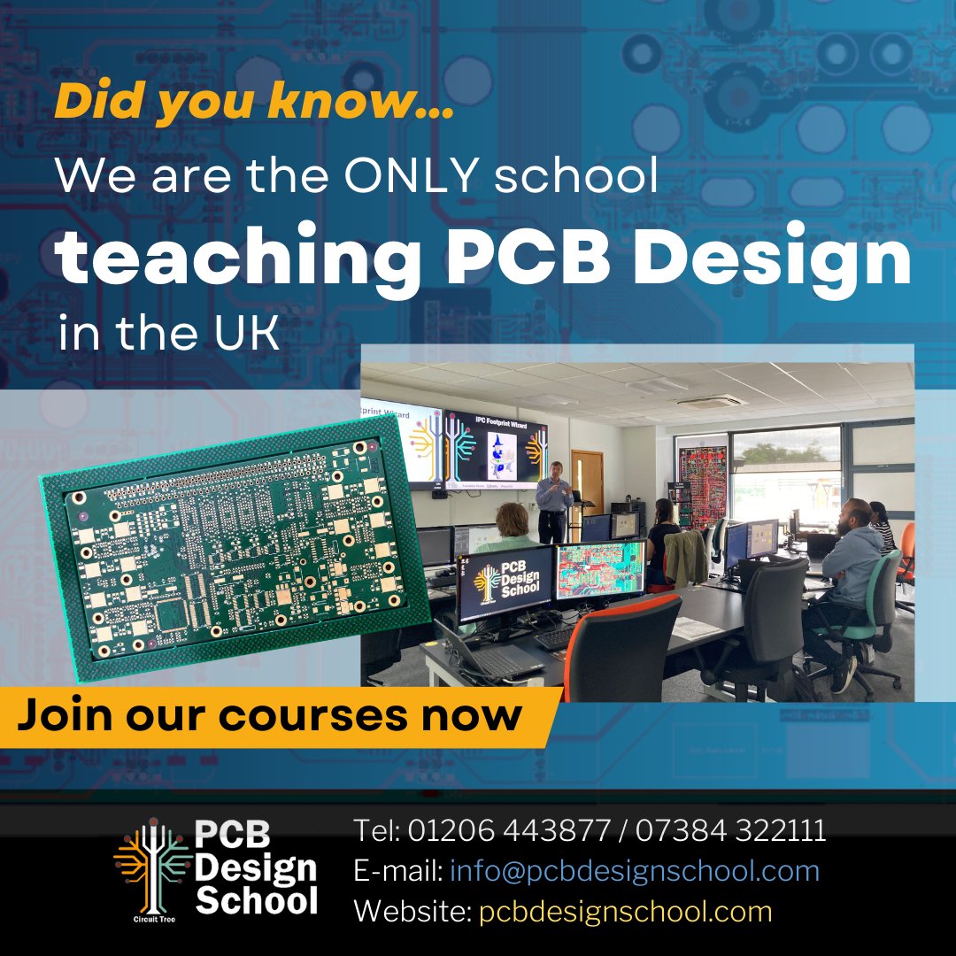 Did you know that we are the only school teaching PCB Design in the UK?
If you want to learn PCB Design and take your career to the next level, please join our courses now!
There has never been a better time to learn PCB Design.
Course details : pcbdesignschool.com/courses