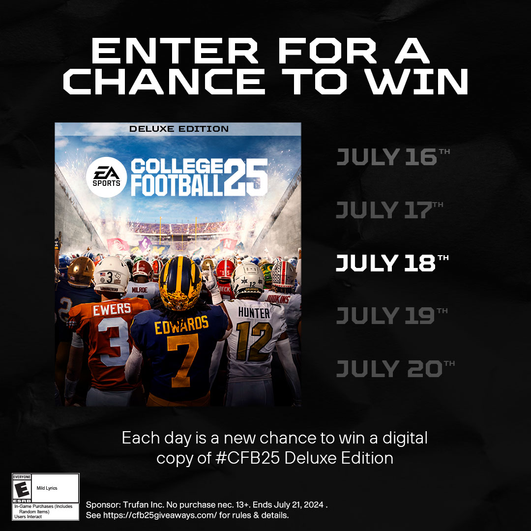 Day 3 of our #CFB25 code giveaway 🎮

Enter for your chance to win CFB25Giveaways.com