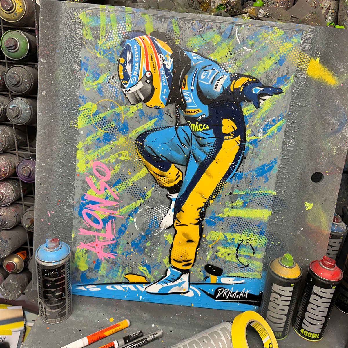 DRAutoart's tweet photo. Fernando Alonso graffiti painting finished the other day. Love it. Who know when this iconic moment happened? https://t.co/ugKMiYqByu
#drautoart
.
.
#Graffitiart #fernandoalonso #fa14 #alonso #alonso14 #f1 #formula1 #renaultf1 #renaultf1team https://t.co/1tpCfY7tlJ