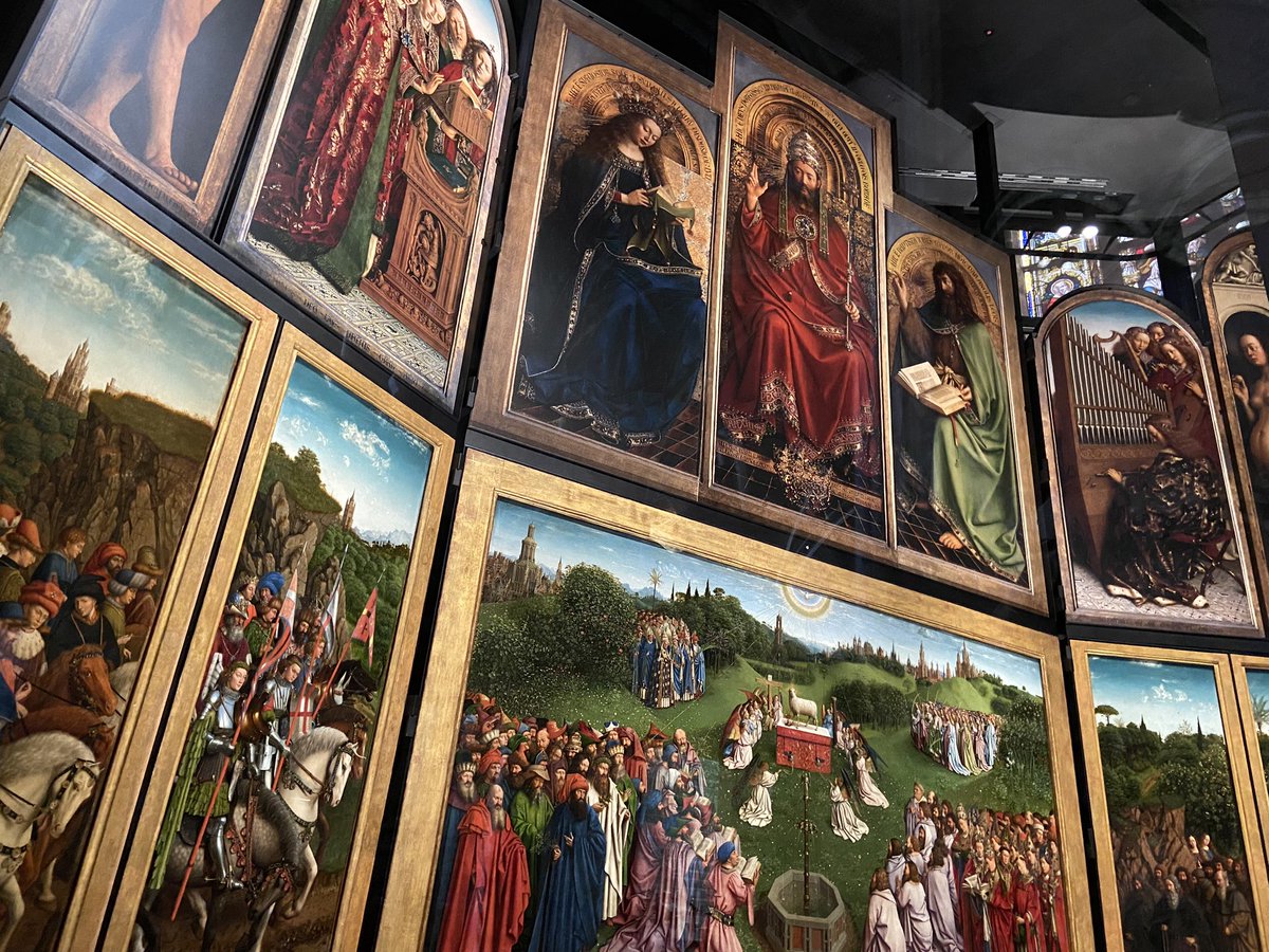 LRutherfordRS's tweet photo. Saw the Adoration of the Mystic Lamb yesterday. Most stolen painting ever. It’s incredibly beautiful, mysterious, inspiring and also more than a bit bonkers #REontour https://t.co/wTVWT5CSj7
