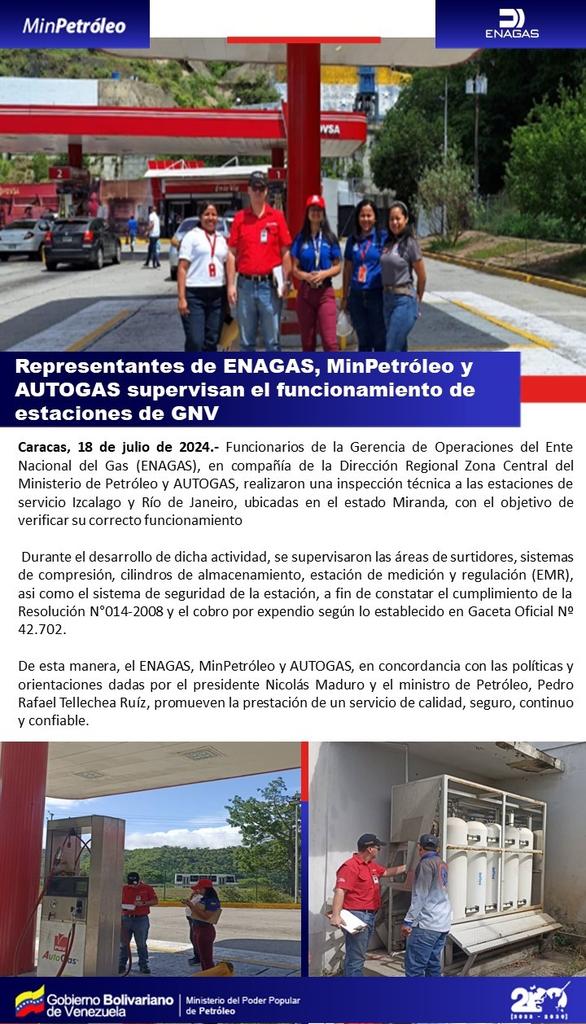 ENAGASve's tweet photo. ENAGAS, @minpetroleove y Autogas promueven un servicio de gas natural vehicular seguro, continuo y confiable al pueblo... #TrabajoEnEquipoVictoriaSegura @tellechearuiz 🇻🇪✨ https://t.co/jVtKbWtuZs