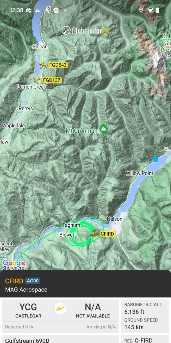 Kamscan's tweet image. Air Tankers working a couple fires in the #NelsonBC area #bcfire