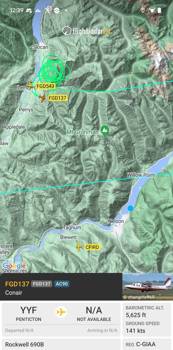 Kamscan's tweet image. Air Tankers working a couple fires in the #NelsonBC area #bcfire
