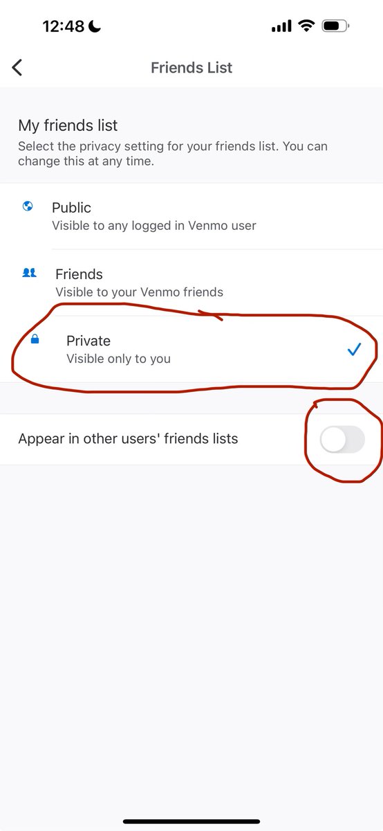 I had my Venmo marked as “Private” but it turns out you are not fully private if this is all you’ve done.

You must click in Friends List and make sure both of these are selected.