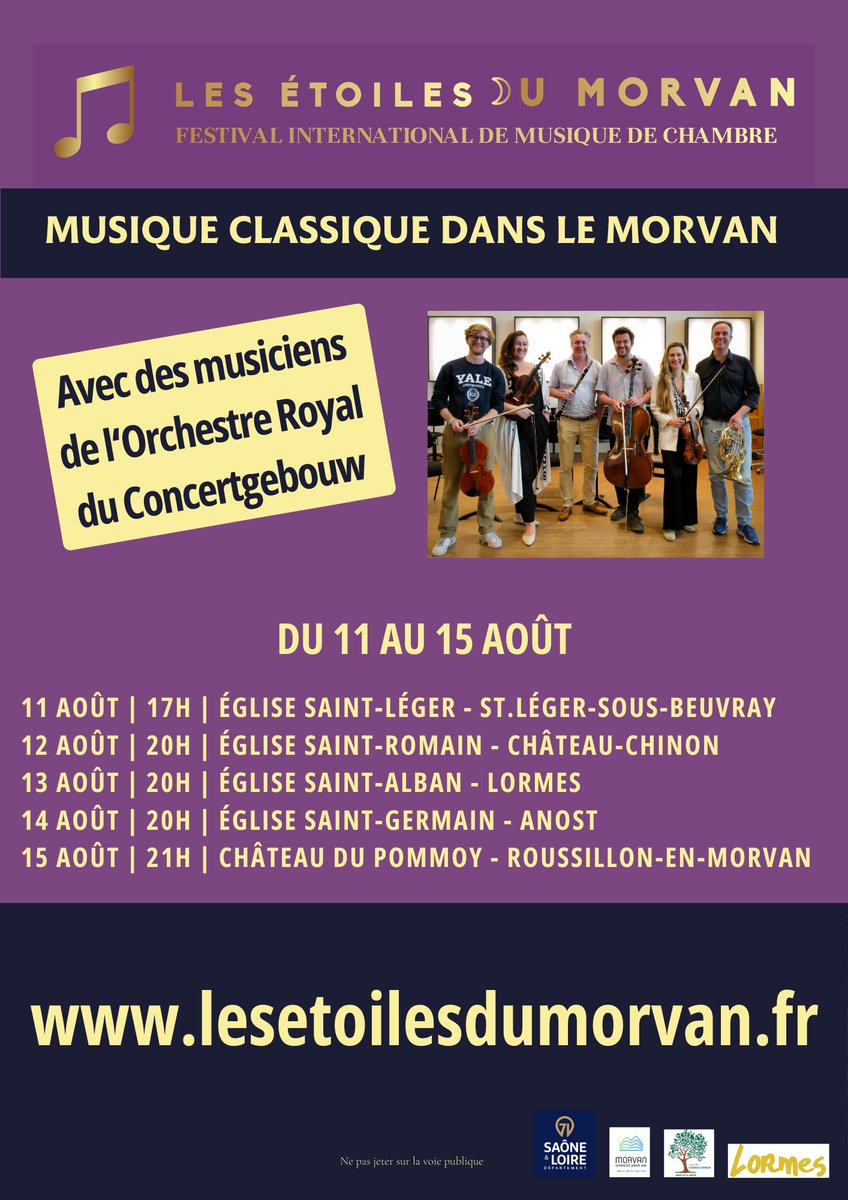 EtoilesMorvan's tweet photo. Le Festival Les Étoiles du Morvan, réunissant les musiciens internationaux de renom, aura lieu cette année du 11 au 15 août. Pour les emplacements, les billets et autres informations, visitez : https://t.co/ab5a0y42gM https://t.co/Enemi2RDIX