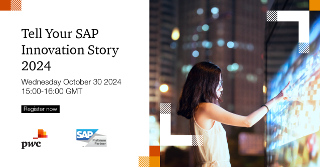 Are you keen to be inspired by the power of innovation? Join PwC and SAP on Wednesday Oct. 30, where we will explore PwC's innovation space and meet the champions of the Tell your SAP Innovation Story 2024 competition. Our winners will share their... pwc.to/4bNvRvJ