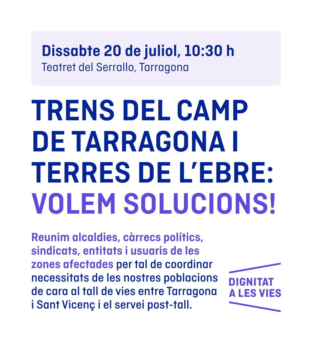 dignitatavies's tweet photo. Gràcies, Eudald Roca, alcalde de la #Secuita per confirmar assistència a l’acte del dissabte 20 de juliol a Tarragona (10:30h, Teatret del Port) per coordinar necessitats i demandes del transport en tren a les nostres poblacions. Municipis, us necessitem a tots! #ActeDAV20juliol https://t.co/MSbg0CQvKX