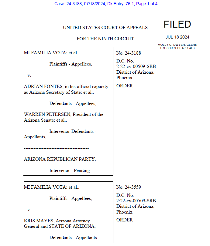 🚨BREAKING: Today, the Ninth Circuit Court of Appeals ruled in favor of election integrity! Voters in Arizona who register with the state and do not provide proof of citizenship will be rejected.

"This is a victory for election integrity in Arizona. Only U.S. citizens should be