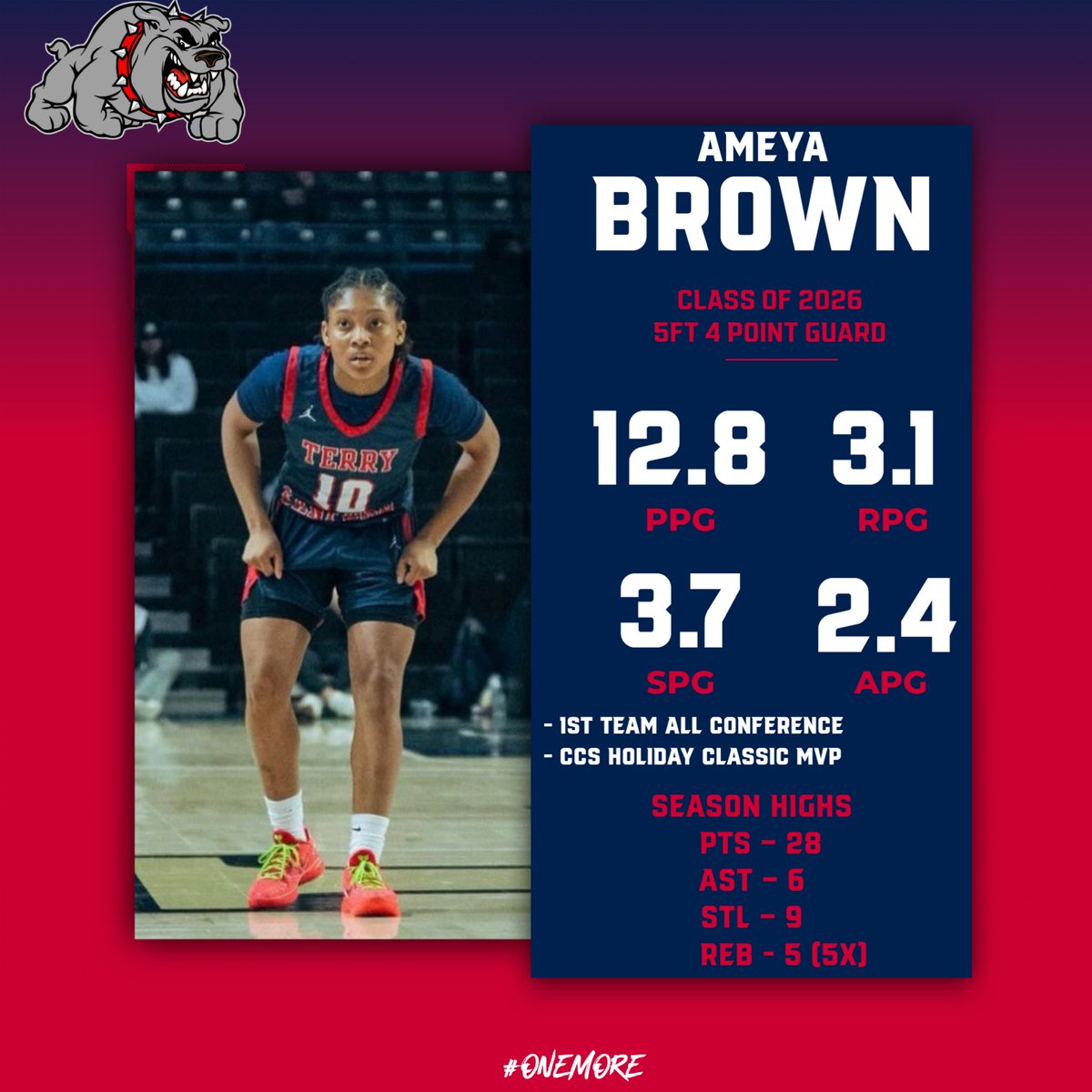 Catch Ameya Brown and Team Curry 16U in Ohio this weekend at the GUAA Finals.

Ameya is a pesky guard that defends 94 feet disrupting the flow of the offense. She also scores in bunches from all 3 levels and is a flame thrower from behind the arc.