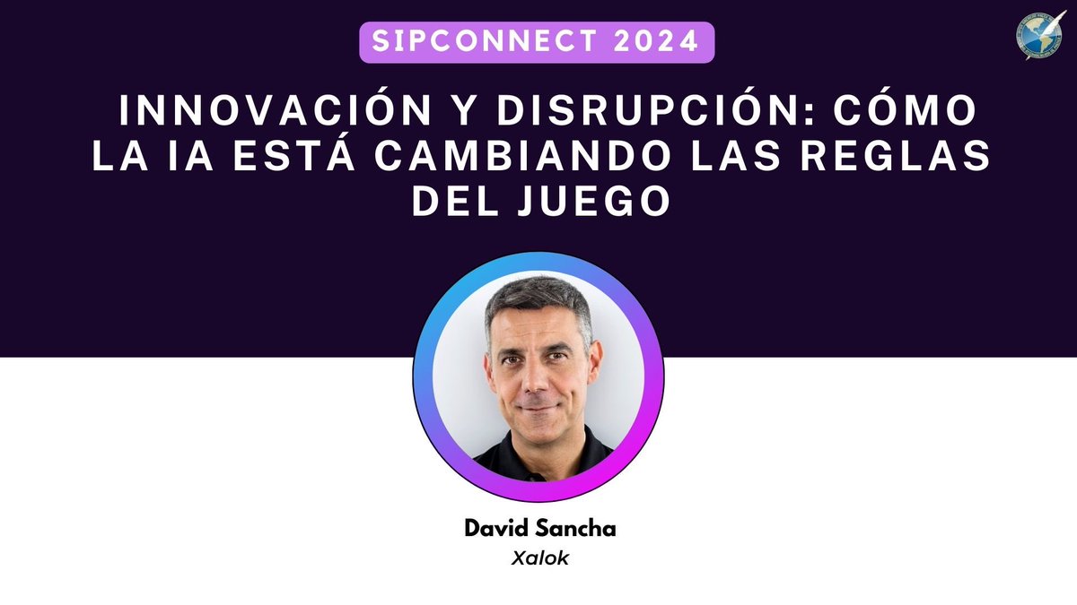 sip_oficial's tweet photo. 🔵📣 #SIPConnect - “Innovación y disrupción: cómo la #IA está cambiando las reglas del juego”.

🗣️ La siguiente presentación estará a cargo de @dsancha (Xalox). https://t.co/36JY8rG3DF