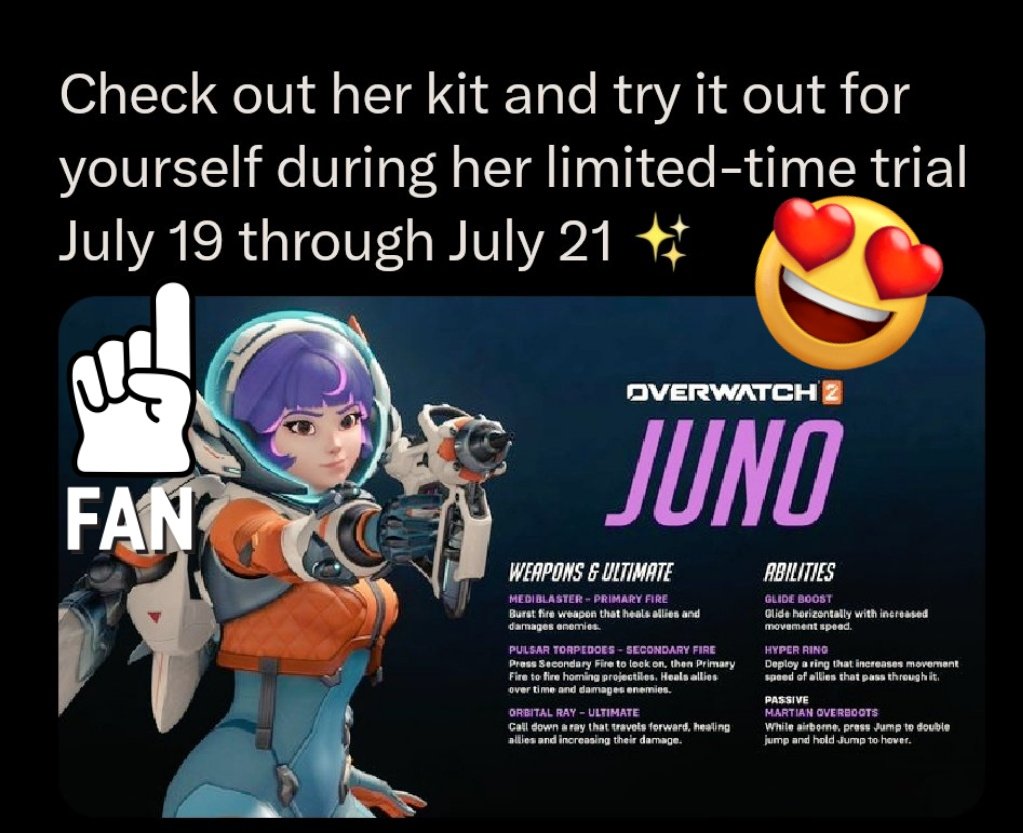 Cheeekey_'s tweet photo. My weekend plans just changed! 😂 Come check out some Juno gameplay on twitch
https://t.co/iygGhhO1f7

#overwatch2 #junomain #twitch https://t.co/djGKkJDVWa