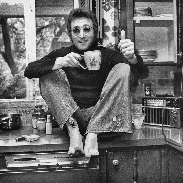 marianabrickman's tweet photo. John Lennon giving thumbs (and toes) up https://t.co/5JpuQiGrHZ