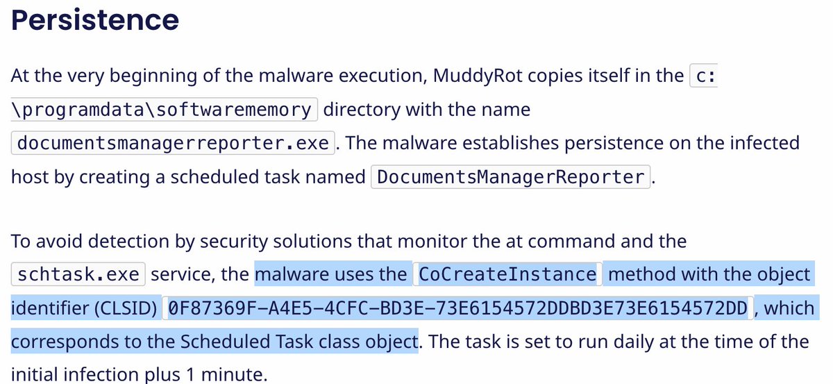 cudeso's tweet photo. Iranian MuddyWater switching from RMM tools to custom implants. Also avoids using 'schtask.exe' directly to bypass detection, instead using the Scheduled Task class object. Via @sekoia_io https://t.co/zvfXKMT2QM ; indicators also in https://t.co/zRuayIP82j https://t.co/gaBxXeDyih https://t.co/B8rv8ktOnE