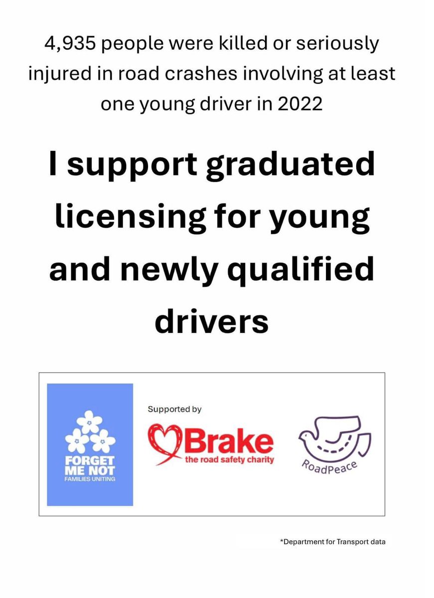 dr ian greenwood (@ian_m_greenwood) on Twitter photo Forget me not Families Uniting received strong support from those present at the <a href="/Brakecharity/">Brake, the road safety charity</a> reception today.
Graduated Driving Licensing #GDL with the other 3 asks in the Road Safety Manifesto led by <a href="/PACTS/">PACTS</a> if adopted, will save many lives and reduce serious injuries, and Forget me not Families Uniting received strong support from those present at the <a href="/Brakecharity/">Brake, the road safety charity</a> reception today.
Graduated Driving Licensing #GDL with the other 3 asks in the Road Safety Manifesto led by <a href="/PACTS/">PACTS</a> if adopted, will save many lives and reduce serious injuries, and