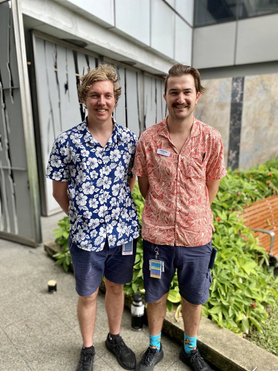 Happy Friday from physiotherapists Andrew &amp; Ronan enjoying the sunshine &amp; brightening up the Cairns Hospital breezeway with their summer vibes

We’re sure you’ll agree patients find it easier to get through their recovery when they’re being treated to smiles from our cheery staff