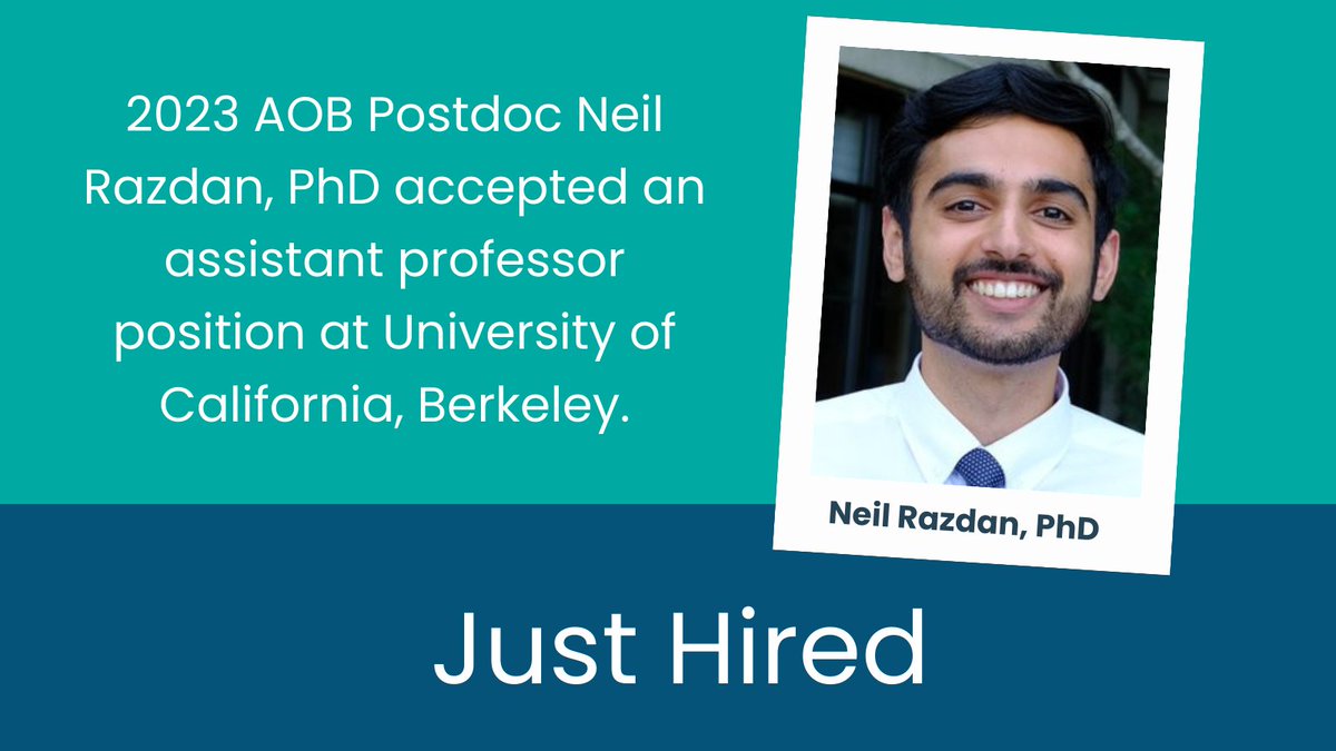 BeckmanFnd's tweet photo. RECENTLY HIRED: 2023 #AOBPostdoc Neil Razdan, PhD accepted an assistant professor position at University of California, Berkeley.

#congratulations #alumnihighlights #justhired #cal #phd #academia #careers

@ucberkeley https://t.co/2CLUjtbkR9