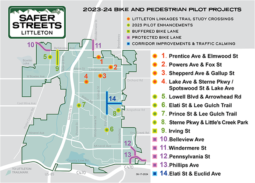 CityofLittleton's tweet photo. The public can now provide feedback on Safer Streets pilot projects geared toward bike and pedestrian safety that are being installed citywide this summer.
 
Click here to take the survey: https://t.co/42i5lBlcgU https://t.co/YbzZN9vTu5