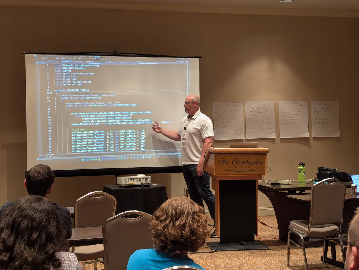 thesoccerdev's tweet image. You can spin up your API in memory for testing? Who knew?! Learning about that and more with Evan Hennis at @ConferenceNE
#nebrcode #NebraskaCode2024
