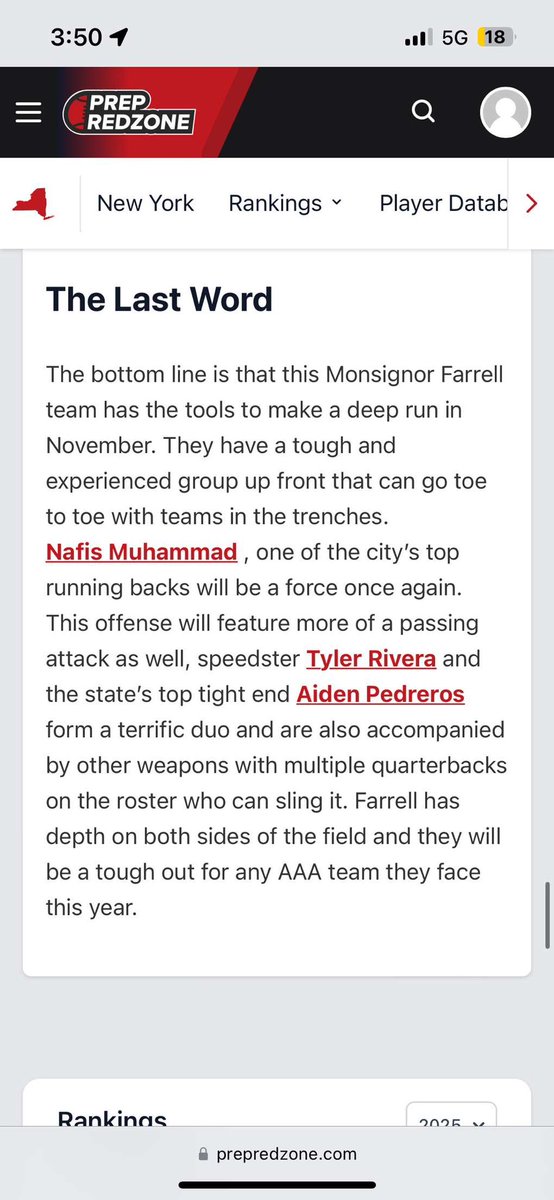 tylerrivera__'s tweet photo. Thank you @jared_valluzzi for the article on myself and my team! Looking
forward to a great senior year with my brothers🦁@MsgrFarrellFB @CoachParnese66 @JoeMento @AidenPedreros56 @CoachMule1 https://t.co/DoVEG82QLZ