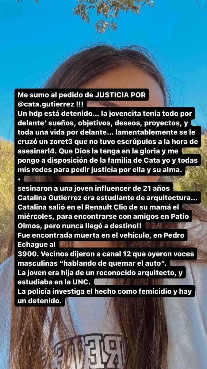 JuampaFundacion's tweet photo. Me sumo al pedido de JUSTICIA POR CATALINA GUTIÉRREZ!!!
Un hdp está detenido… la jovencita tenía todo por delante’ sueños, objetivos, deseos, proyectos, y toda una vida por delante… lamentablemente se le cruzó un zoret3 que no tuvo escrúpulos a la hora de asesinarl4. https://t.co/QKOE17RfVJ