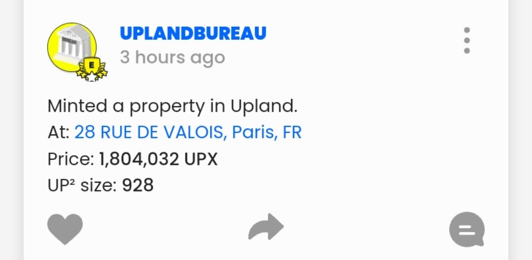 Oui oui, Paris 🥐 We now know the baseprice of the first neighbourhood: 1944 upx per up2 #Upland #Paris