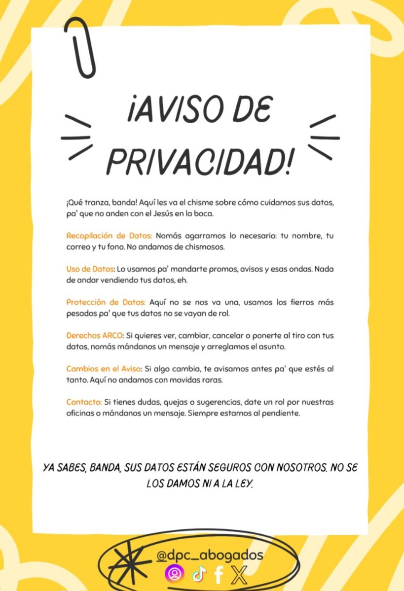 ¡Avisos de Privacidad personalizados! Los hacemos para cualquier industria y en cualquier lenguaje. Sí, incluso en lenguaje banda. No digan que no somos versátiles. 😉 #Privacidad #LenguajeBanda