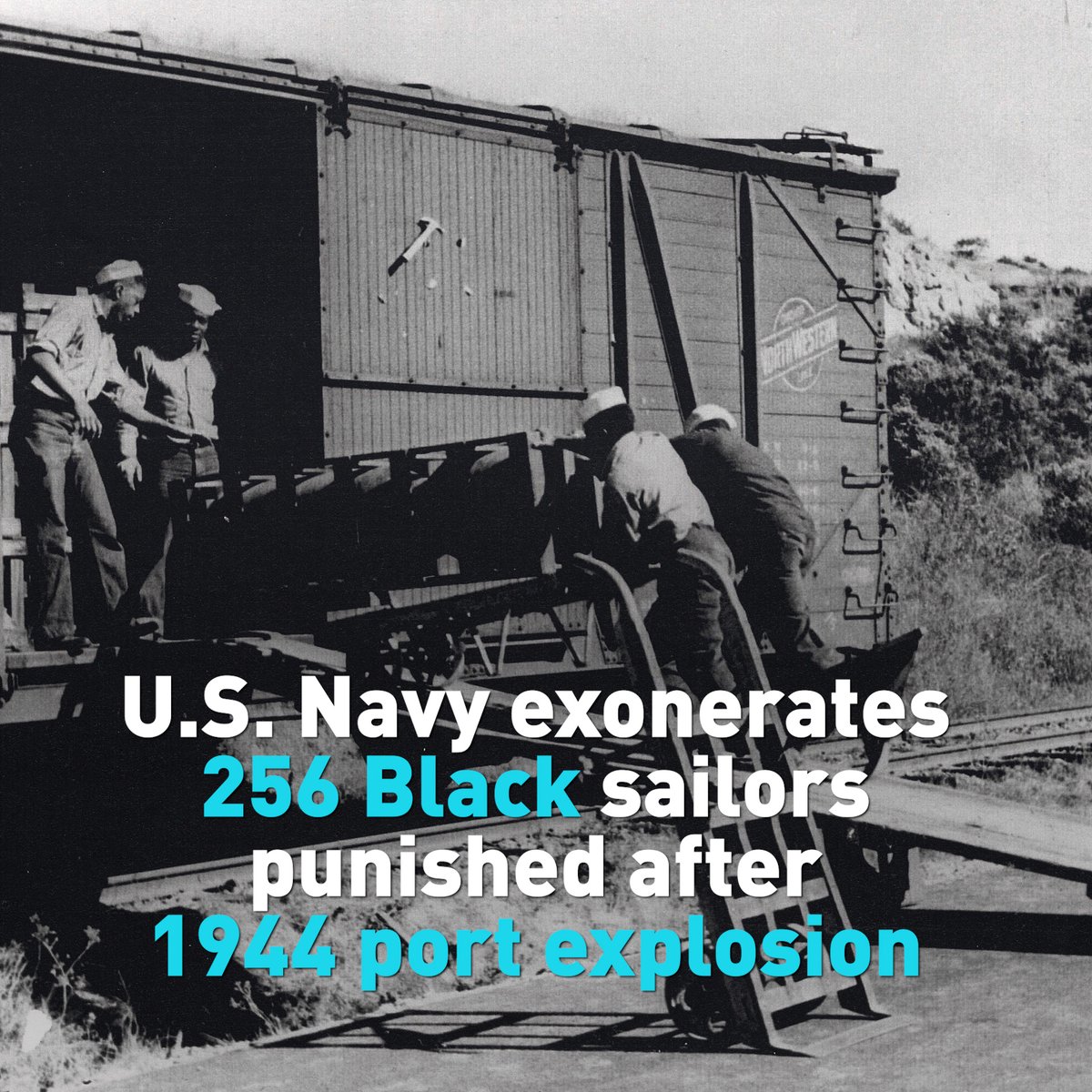 cgtnamerica's tweet photo. The United States Navy on Wednesday exonerated more than 200 Black sailors who were unjustly punished following a port explosion 80 years ago, that killed hundreds of service members. MORE: https://t.co/2WYi1RJecL
#USNavy #exonerated #Blacksailors https://t.co/gNOO1h6iSY