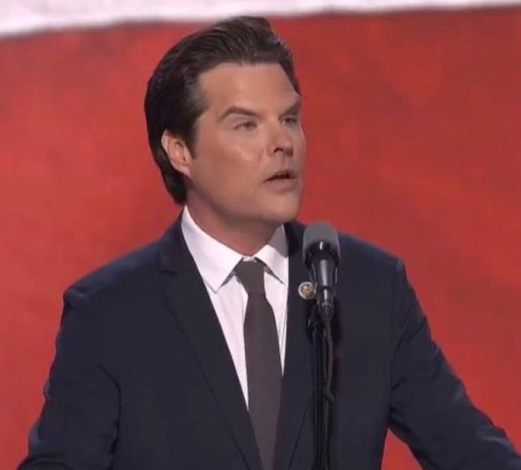 BasebalRomantic's tweet photo. Am I crazy or does he kinda look like evil David Hasselhoff.  
#Gaetz #GaetzFace https://t.co/9wSqX7ljqQ