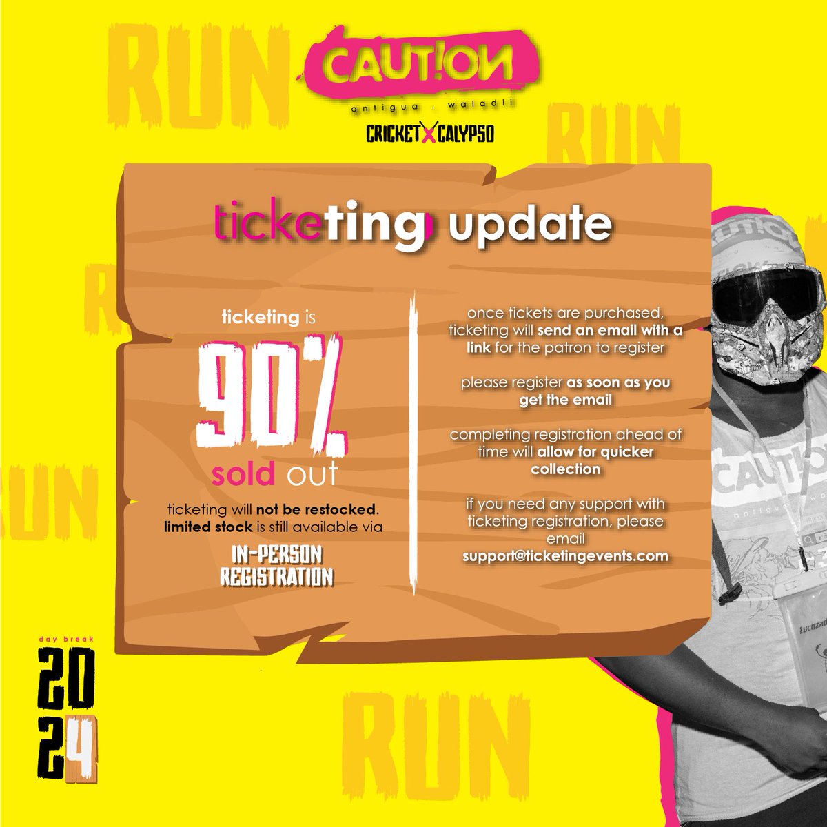 An Update For Our 
@ticketingevents Patrons | #ProceedWithCaution #CautionDayBreak #AntiguaJouvert2024