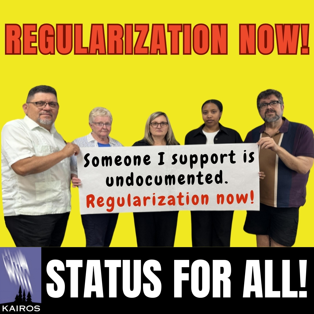 kairoscanada's tweet image. We call on Canada to #regularize the undocumented without delay. These are essential workers who lost status because they struggle to meet near impossible requirements. It's time to #RegularizeEveryone! #StatusForAll @JustinTrudeau @MarcMillerVM @MigrantRightsCA