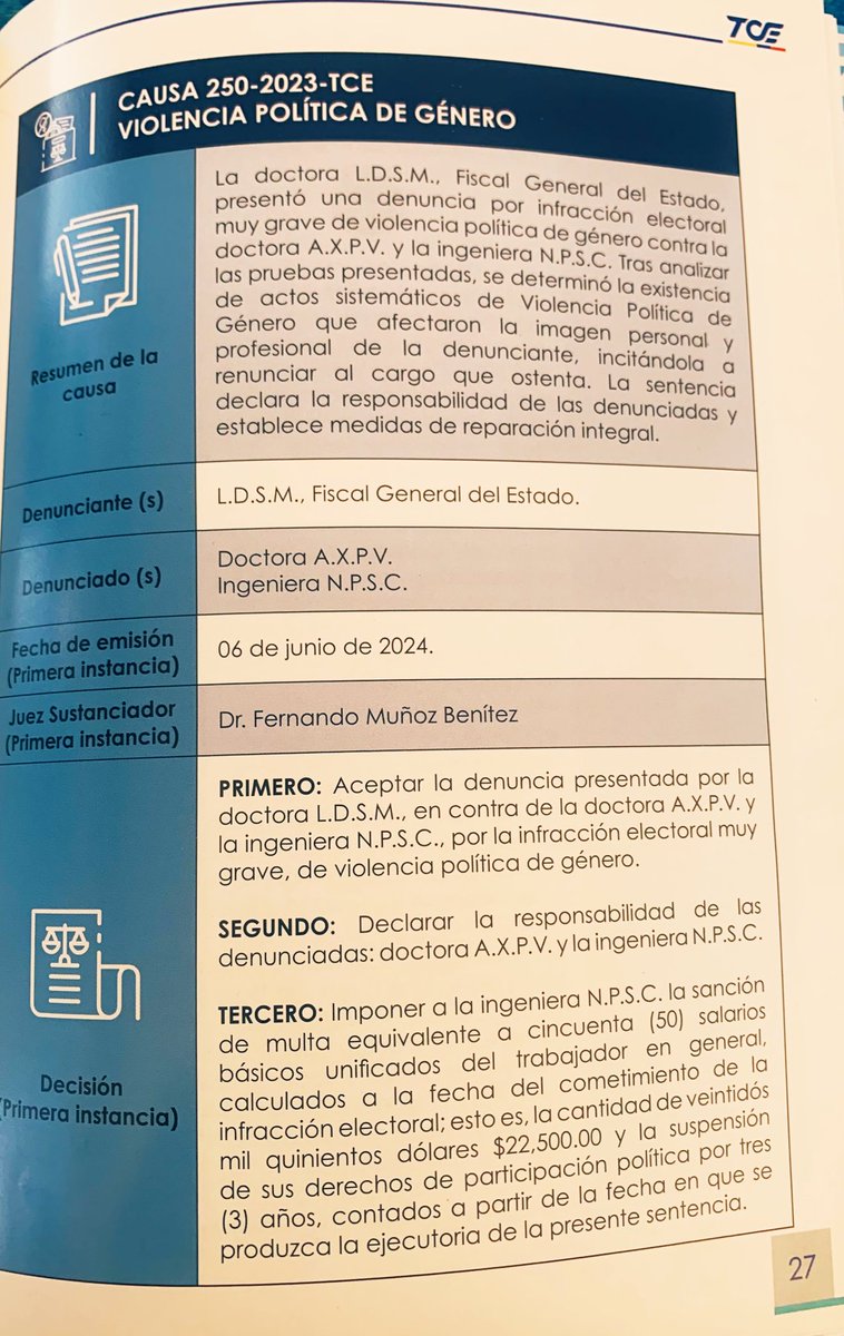 PrisSchettini's tweet photo. 🚨Cooperación Internacional da $$ para PERSEGUIR
@TCE_Ecuador USA FONDOS de: @PNUDEcuador,@UNIONEUROPEA,@MAECgob,@CooperacionESP para publicar la SENTENCIA ESPURIA x Violencia Política en nuestra contra,q NO ESTÁ EN FIRME y q fue x DENUNCIAR el #Pagio de la Fiscal #DianaSalazar https://t.co/utR1qSoVvs