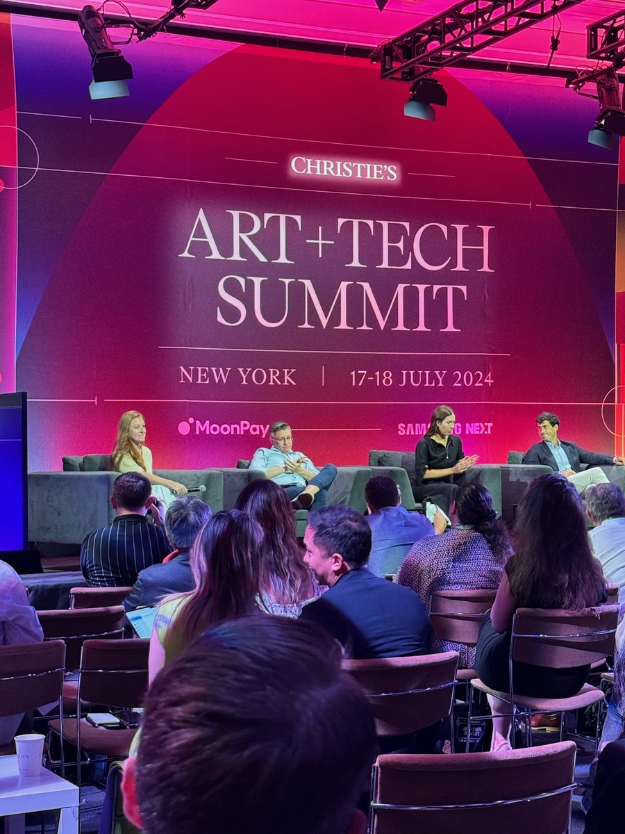 sarafitzmaurice's tweet photo. “Everything changed the moment we added physicality. At the end of the day, we are human beings, and I believe there is nothing more powerful than the shared human experience” - @pablorfraile #RFCCollection in convo w/ @beeple @samspratt & @minniemuse_eth @ChristiesInc Art+Tech https://t.co/FOIb4OJPMd