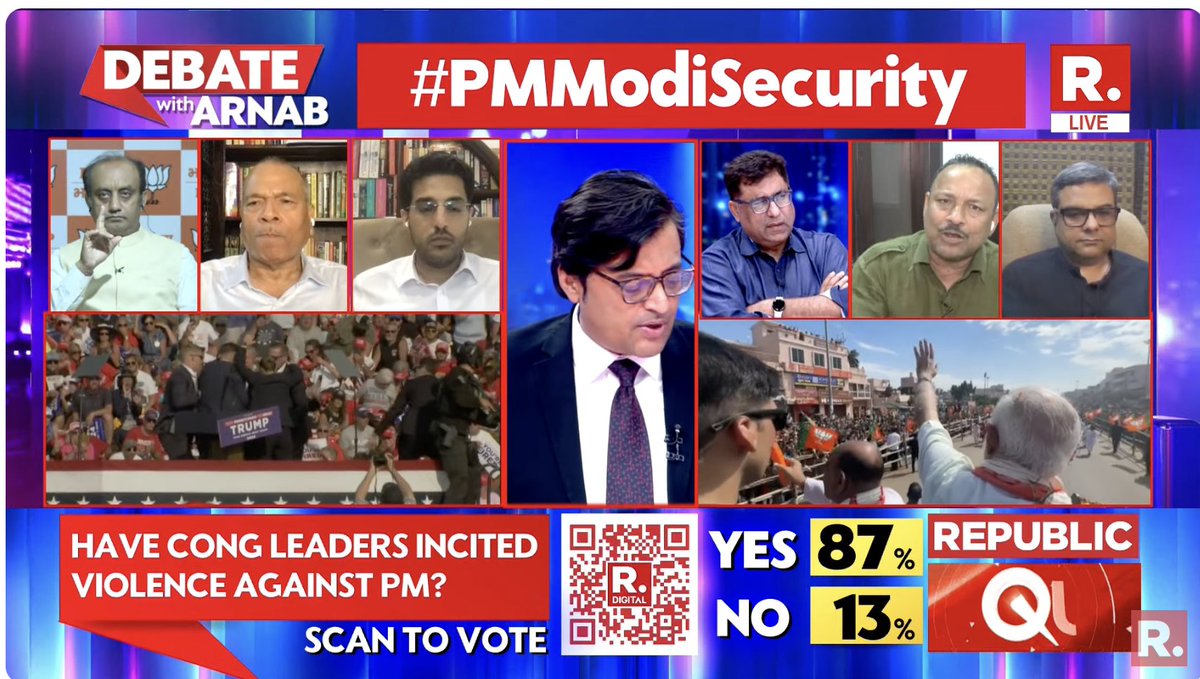 republic's tweet image. #PMModiSecurity | Have the comments made by the opposition leaders threatening PM&apos;s security? Dr. Sudhanshu Trivedi (@SudhanshuTrived), Rajya Sabha MP &amp;amp; BJP National Spokesperson hits out

The Debate on #SuperprimetimeMax with Arnab is now #LIVE, on-air, and online. Tune in and…