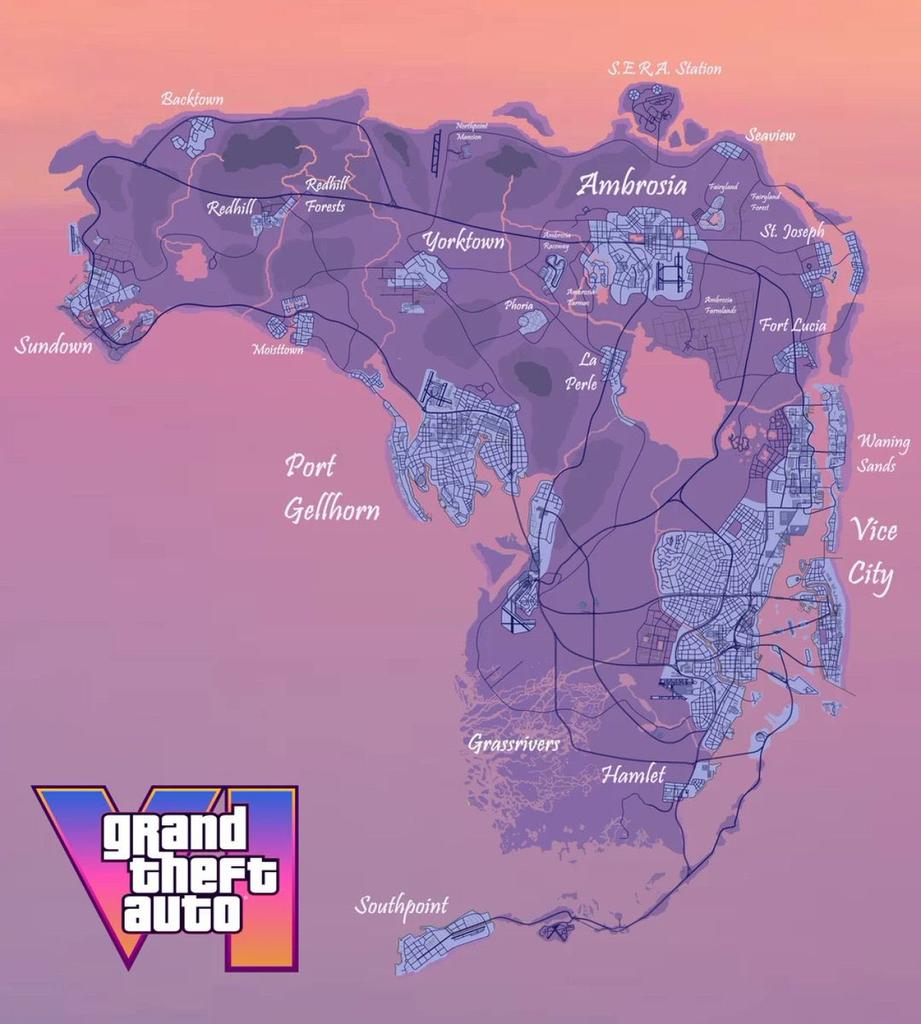 switchTech_'s tweet photo. Rumor has it that the map for GTA 6 will introduce the state of Florida, renamed "Leonida," along with three additional islands.

🔹 One island is inspired by the Bahamas, and another takes inspiration from Cuba 🗺️

🔹 These islands are expected to play a significant role https://t.co/BcEmoBw0CO