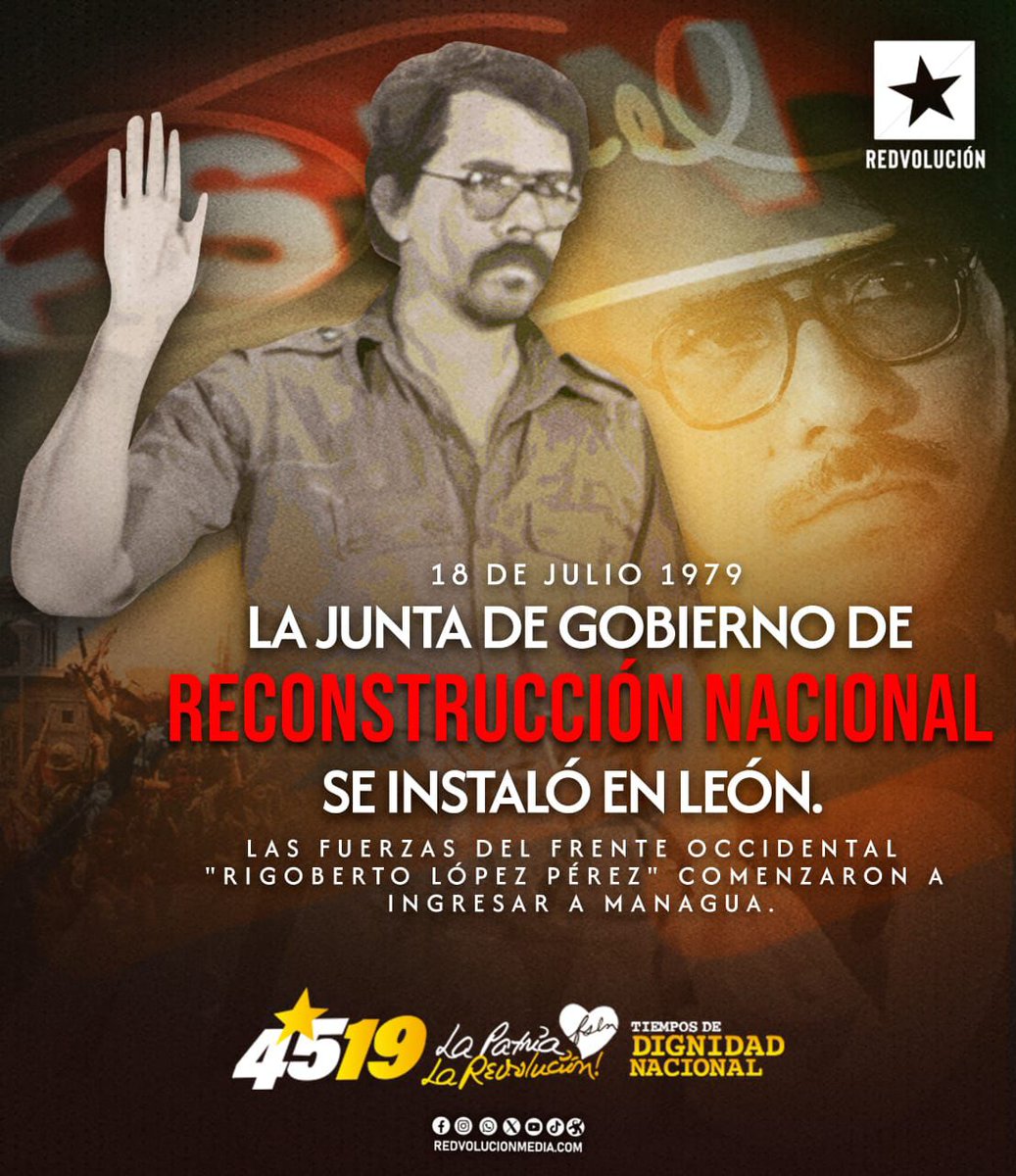 la_moralimpia's tweet photo. 18 de 1979: 45 aniversario de la instalación de la Junta de Gobierno de Reconstrucción Nacional de #Nicaragua en os ciudad de León. #4519LaPatriaLaRevolución @Agaton79 @ale_rusconi @3_nicaragua https://t.co/Le8yzH2xiv